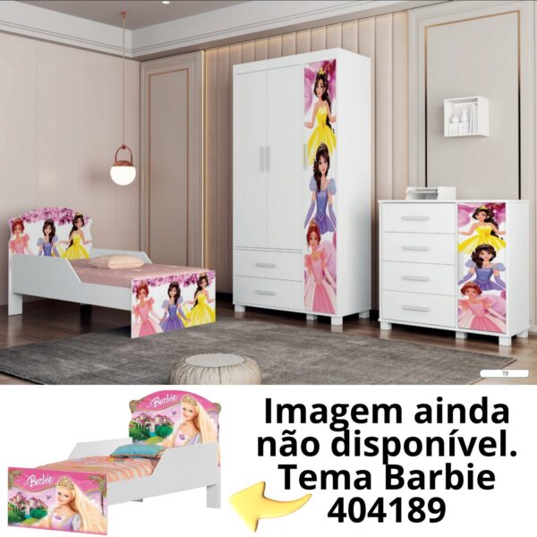 Guarda-Roupa 3 Portas Lívia + Cômoda Lívia + Mini Cama Juvenil Lívia (Menina) Barbie 404189 - MADEC/VJ MÓVEIS