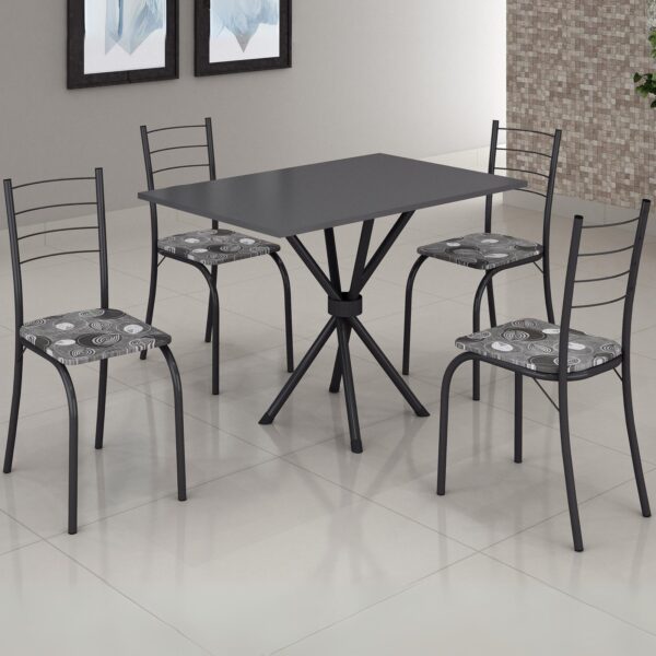 Mesa 4 Cadeiras Rio 100×60 Preto/Grafite – TEIXEIRA