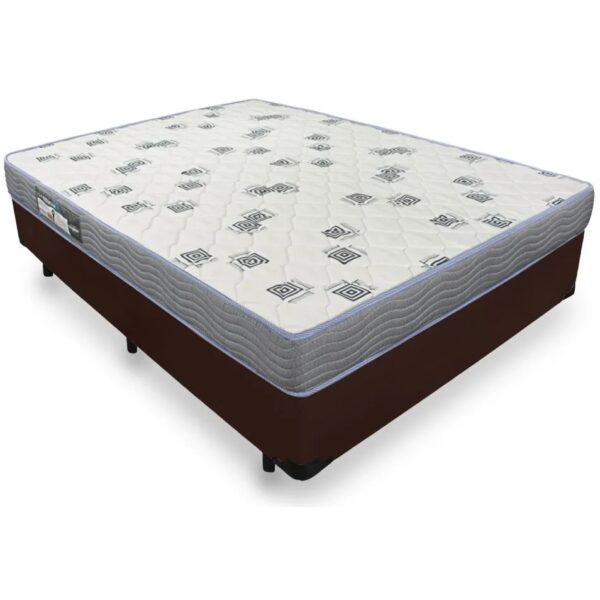 Colchão Casal Light D33 + Base Box Simples Corino Marrom - ORTOBOM + BIOSTAR
