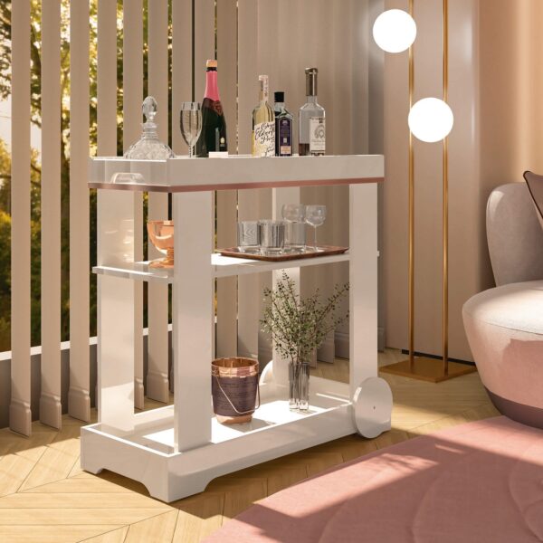 Carrinho Bar Rosé Off White - ARTELY