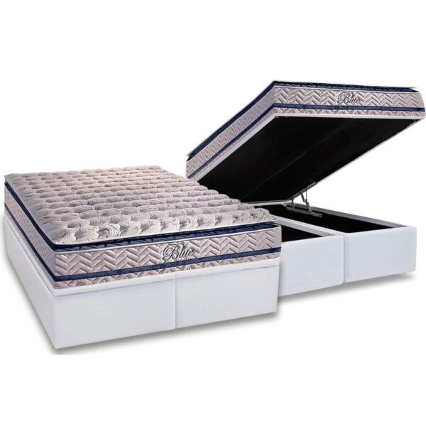 Colchão Queen Blue + Base Box Baú Branco – PAROPAS/BIOSTAR