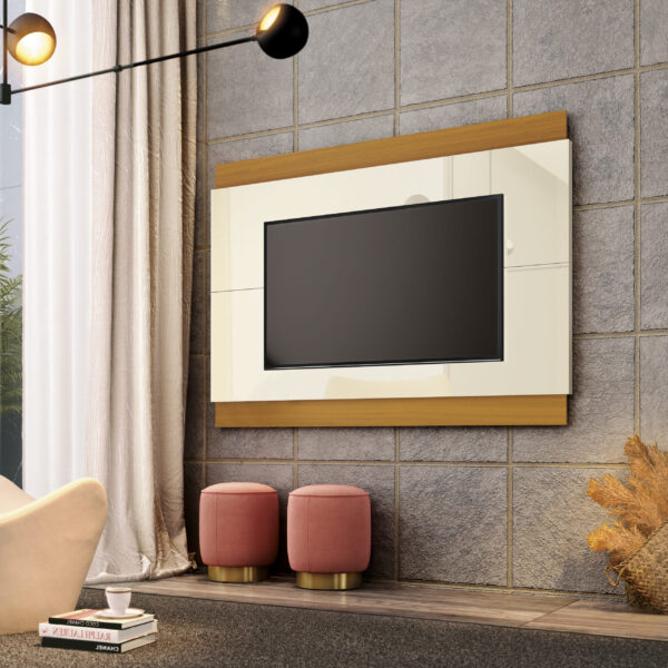 Painel até 60" Legacy 1.6 Off White/Cedro Natural - EDN MÓVEIS