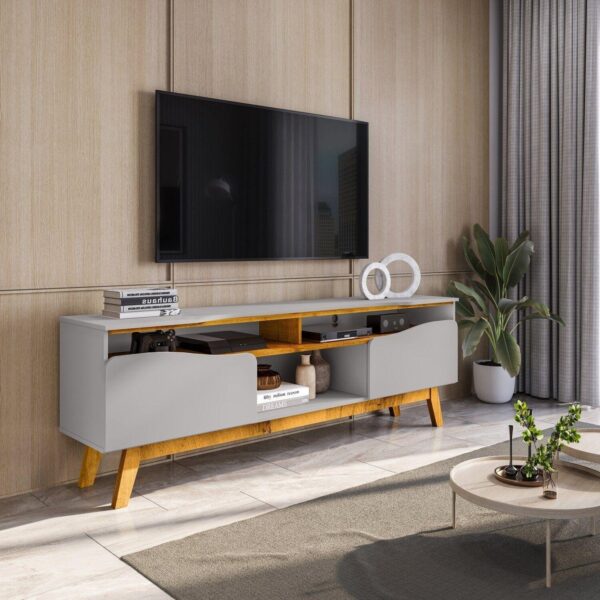 Rack até 75" Ilhabela Off White/Naturale - BECHARA