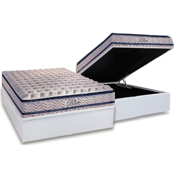 Colchão Casal Blue + Base Box Baú Branco – PAROPAS/BIOSTAR