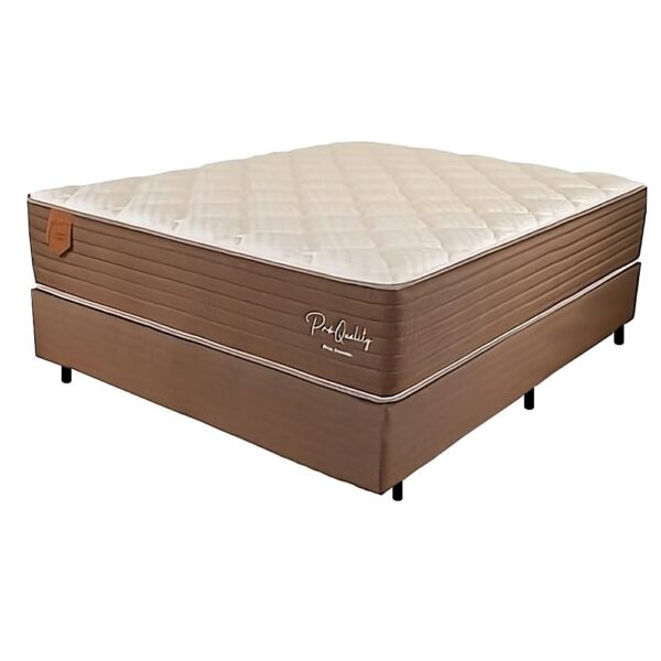 Colchão Casal Pro Quality C + Base Box Simples Corino Marrom – PRORELAX + BIOSTAR