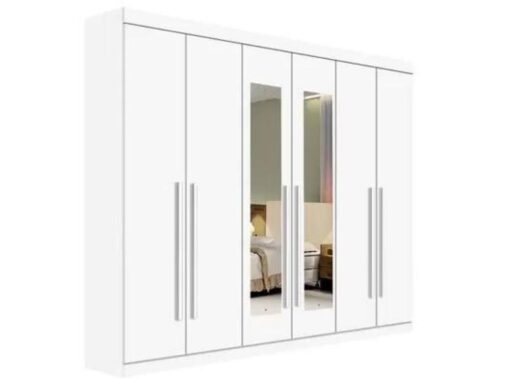 Guarda-Roupa Da Vinci Plus c/ espelho 6 portas e 6 gavetas - Branco