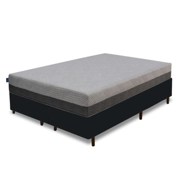 Colchão Queen D28/D40 Fit Visco + Base Box Simples Corino Preto – UMAFLEX + ALTO NÍVEL CAMAS E COLCHÕES