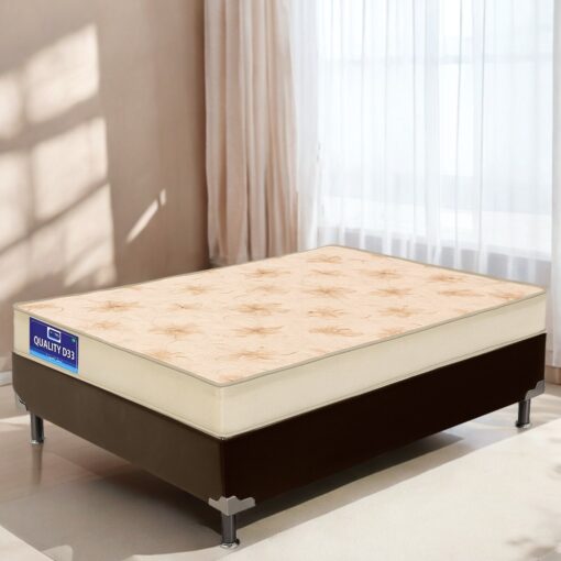 Colchão Solteiro Quality D33 14 cm 0,88 m + Base Box Simples Corino Marrom – ORTHOPRIME + BIOSTAR