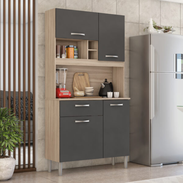 Kit Cozinha Malta 0,91 m Avena/Grafito – DEMÓBILE