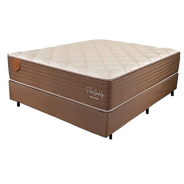 Colchão Casal Pro Quality C + Base Box Simples Corino Marrom – PRORELAX + ALTO NÍVEL CAMAS E COLCHÕES