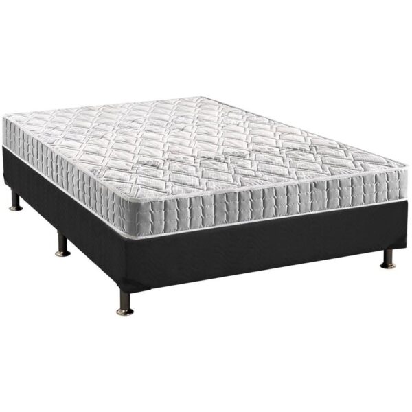 Colchão Casal Orthosono + Base Box Simples Corino Preto – ANJOS COLCHÕES + BIOSTAR