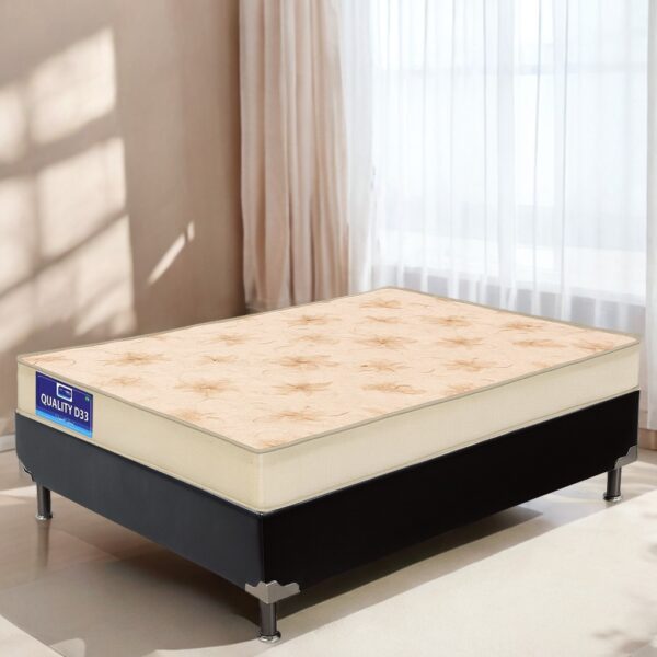 Colchão Casal Quality D33 14 cm + Base Box Simples Corino Preto – ORTHOPRIME + BIOSTAR