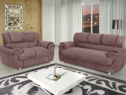 Conjunto de sofá 2 x 3 lugares REF 7025 - Marrom