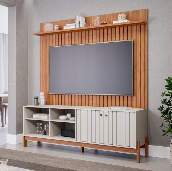 Painel até 70" Trend Cinamono + Bancada Holanda Off White/Cinamono - PERMÓBILI
